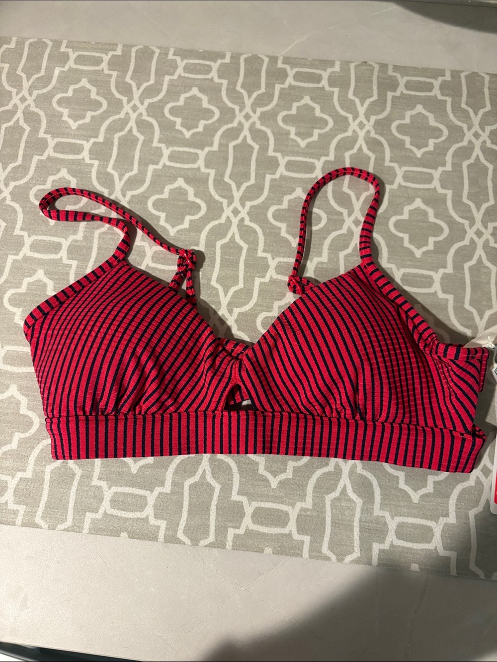 Seafolly Pink and Black Striped Bralette